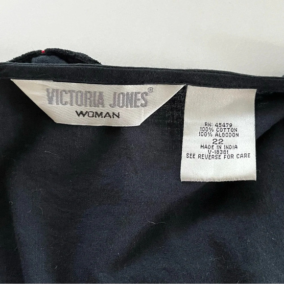 Vintage Victoria Jones Christmas Black Velvet Vest, 100% cotton,  size 22 - Picture 5 of 7